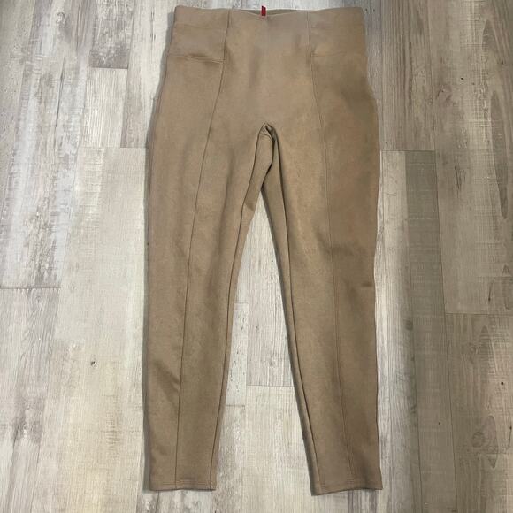 SPANX Faux Suede Rich Caramel High Waisted Leggings Size XL - Picture 10 of 13